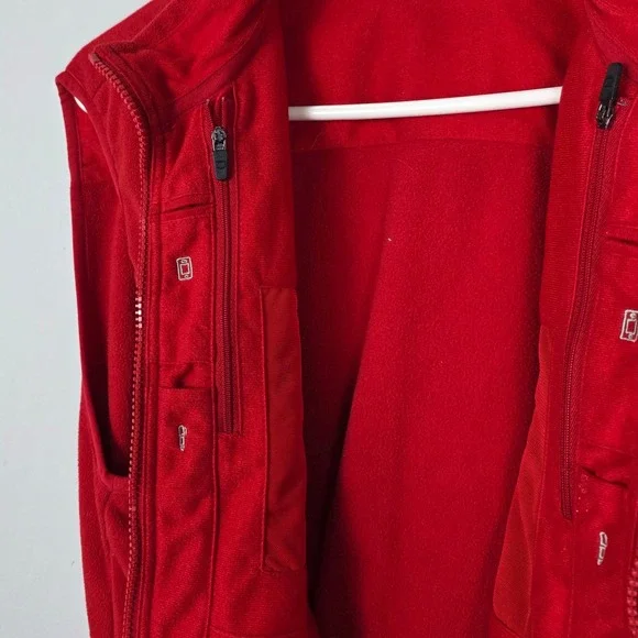 ScotteVest Fleece Vest Mens XL Full Zip Red Pockets Lightweight Travel - Picture 8 of 8